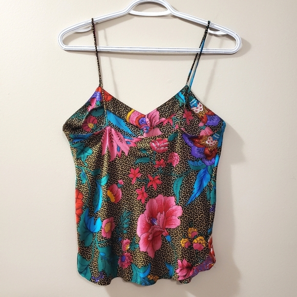 Vintage 100% Silk Patterned Camisole - Lauren Alexandra - Size S - Picture 8 of 10